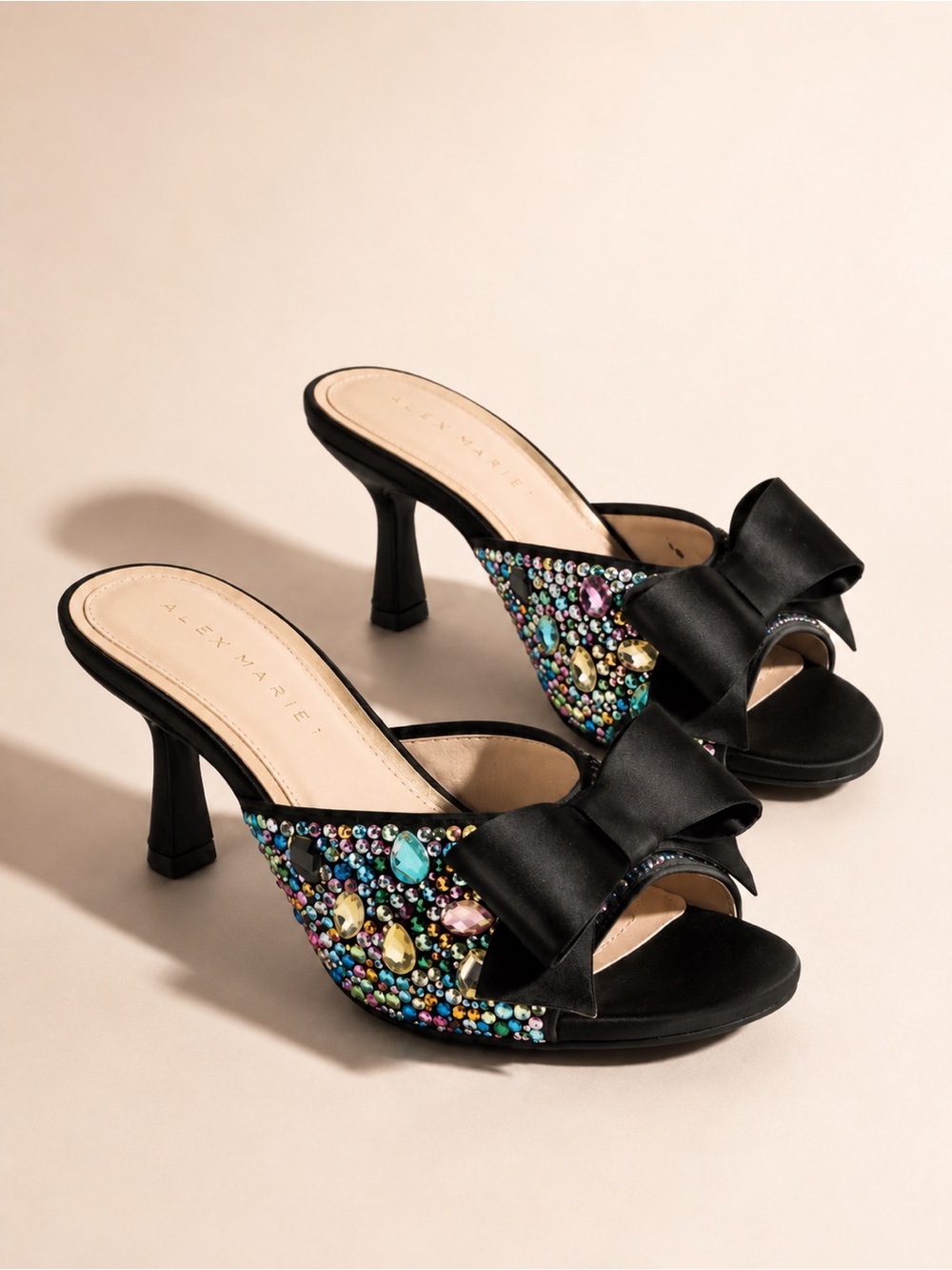 Alex Marie Bridget Multicolor Rhinestone Embellished Kitten Heel Sandals Size 8M